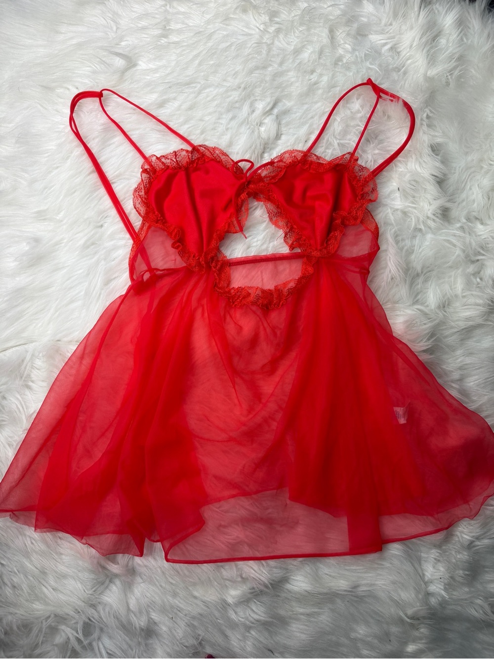 Vtg Red Lace Lingerie Top